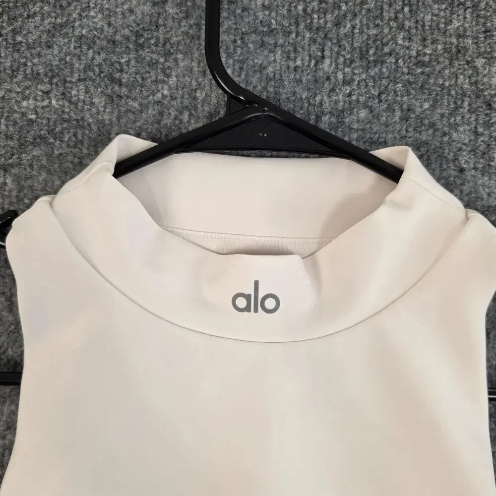 Alo Yoga Sports Bra Women Small High Neck Longline White Racerback Yoga Pilate